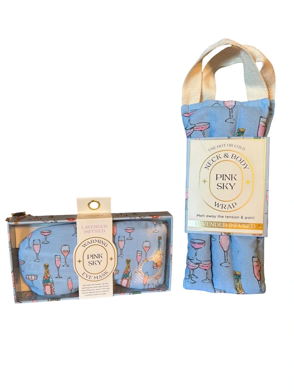 Pink Sky NWT Lavender-Infused Neck & Body Wrap & Eye Mask Pampering Gift Set